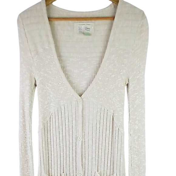 Anthropologie Saturday Sunday SZ S Semana Ribbed Duster Cardigan Oatmeal - Picture 3 of 6